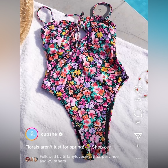 CUPSHE Floral Romance Sweetheart One-Piece NWT - Picture 7 of 15